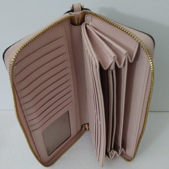 Michal Kors Jet Set Travel Large Logo Brown Continental Wristlet - Picture 12 of 13